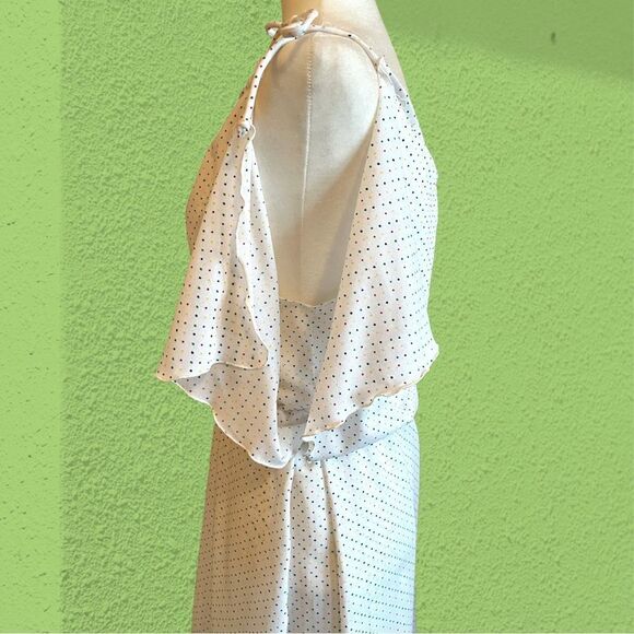 70s vintage multi coloured polka dot white frilly disco dress - Picture 6 of 16